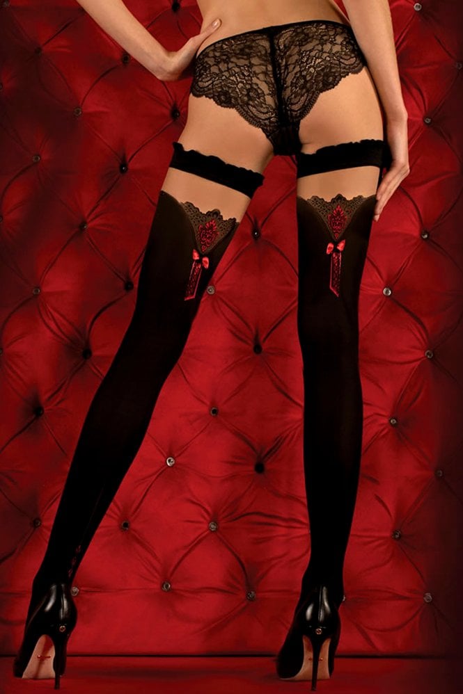 Ballerina Red Bow Opaque Hold Ups