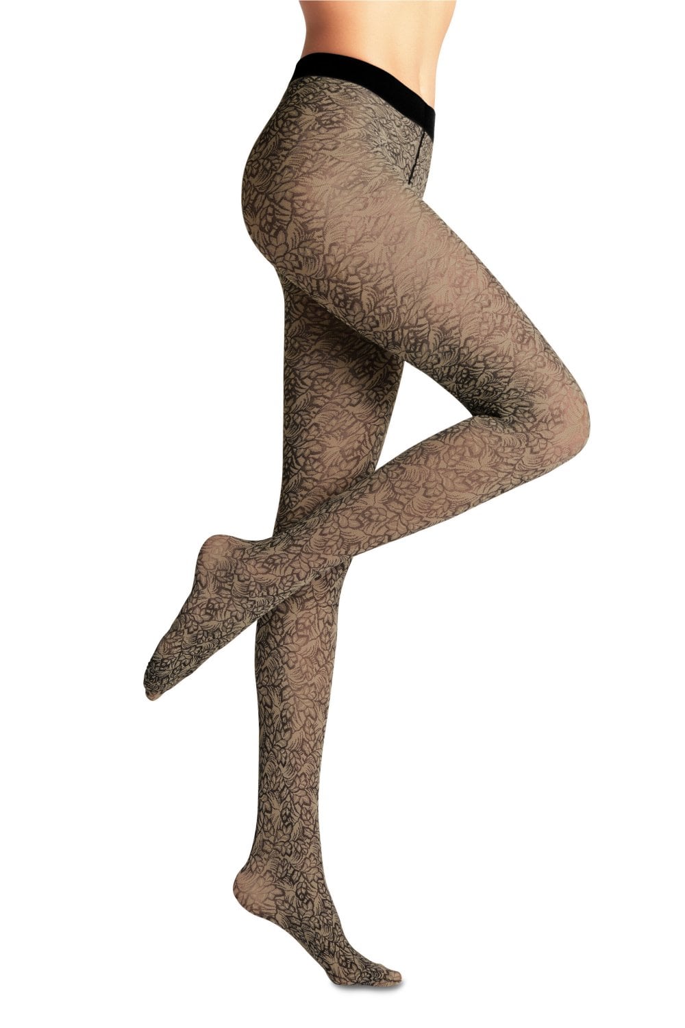 Falke Moulding Patterned Tights Colour: Dove, Size: M-L